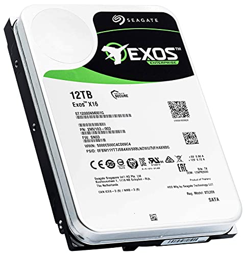 Seagate Exos X16 12TB 7200 RPM 512e/4Kn SATA 6Gb/s 256MB Cache 3.5-Inch Enterprise HDD (ST12000NM001G) - Manufacturer Recertified