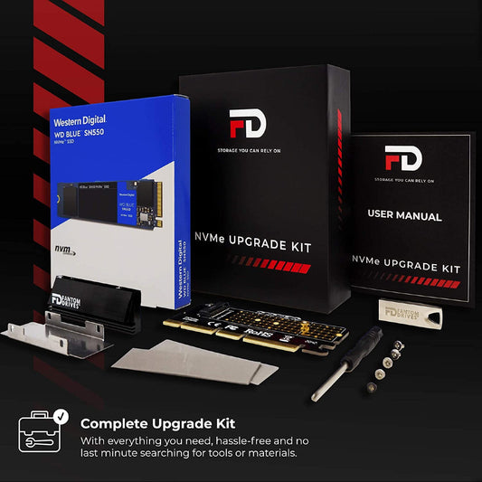 Fantom Drives NVMe Upgrade Kit WD Blue 500GB NVMe SSD - M.2 2400 MB/s Read/1750 MB/s Write - (NWDBC500KIT) New