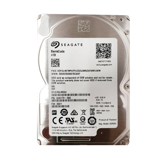 Seagate BarraCuda 4TB 5400RPM 2.5" Internal Hard Drive - SATA 6Gb/s 128MB Cache - (ST4000LM024) New-OEM