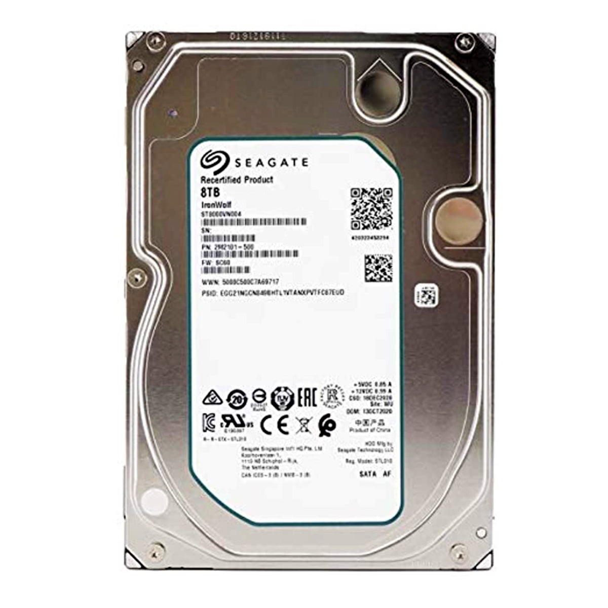 Seagate Ironwolf NAS 8TB 7200 RPM 3.5" Internal Hard Drive - SATA 6.0Gb/s 256MB Cache - (ST8000VN004) Manufacturer Recertified